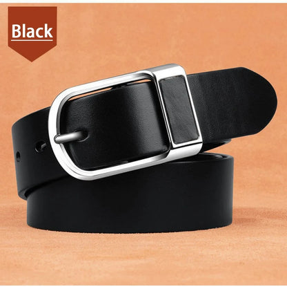 Genuine Leather Men's Belt – High-Quality Buckle, Cowskin Casual & Business Waistband, Cowboy Fashion Designer 2024 New