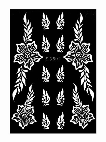 Reusable Henna Stencil Templates for Hand & Body – Floral Tattoo Stencils for Women, Weddings & Festivals Body Art Makeup Tools