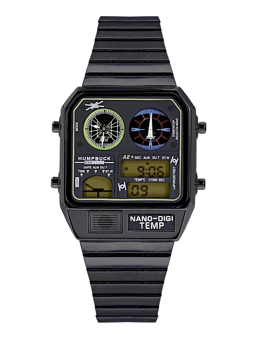 HUMPBUCK Men’s Digital Watch – Multifunctional Classic Wristwatch with Temperature, Stopwatch, Dual Time & Calendar