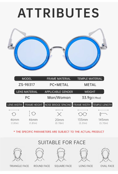 Round Steampunk Sunglasses — Vintage Punk Retro Fashion Glasses for Men & Women