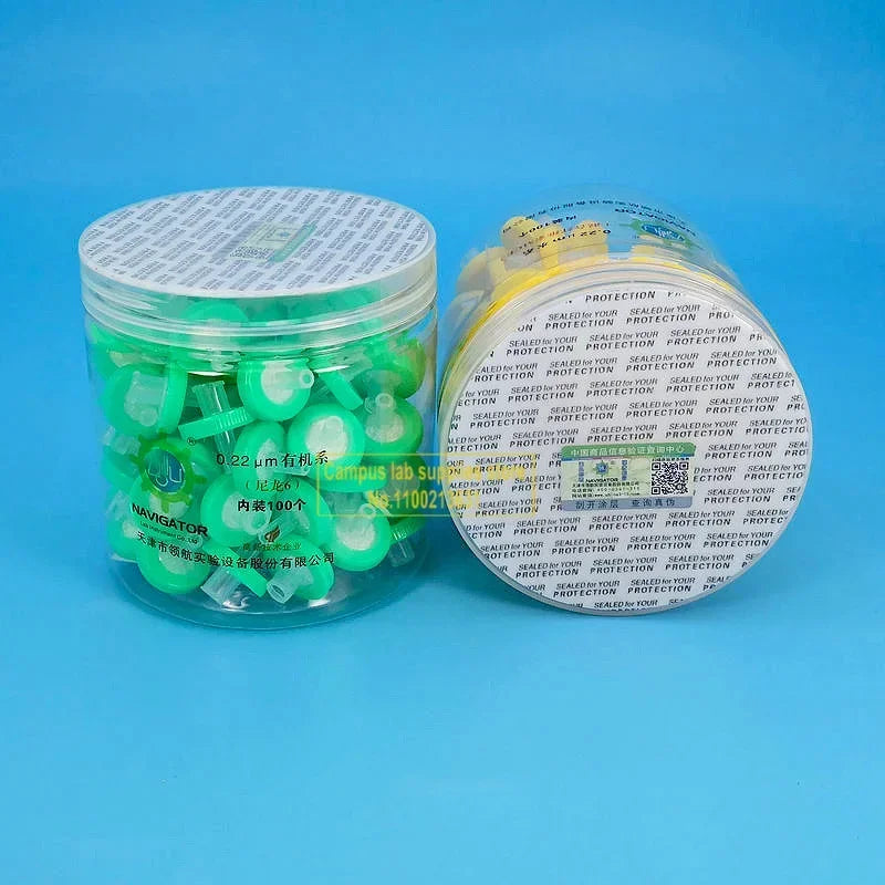 100PCS/Box Lab Syringe Filters — 13mm/25mm MCE, Nylon, PTFE Membranes, 0.22µm or 0.45µm Needle Filter for Laboratory Equipment
