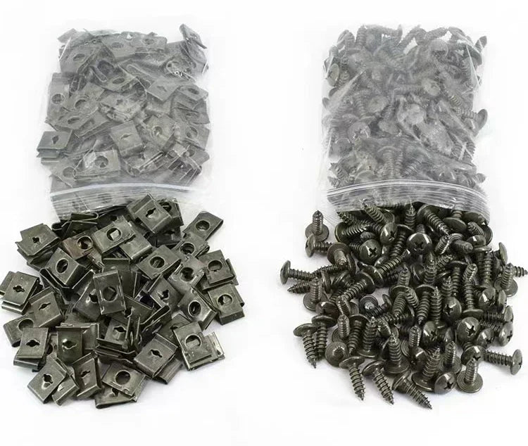 Car U-Type Metal Screw Clips - Anti-Rust Fastener Set for Fender, Bumper & Body Repair (10-200PCS)