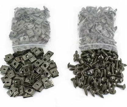 Car U-Type Metal Screw Clips - Anti-Rust Fastener Set for Fender, Bumper & Body Repair (10-200PCS)