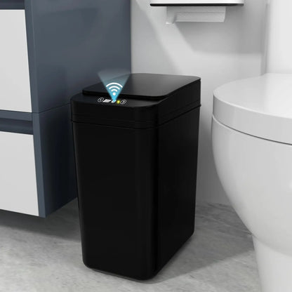 Touchless Motion Sensor Bathroom Trash Can with Lid – Slim Automatic Smart Garbage Bin for Bedroom, Office & Living Room