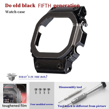 G-Refit V6.0 DW5600 Metal Bezel Kit - Stainless Steel Watch Band Strap & Case Accessories with Tools for GWB5600/GWM5610