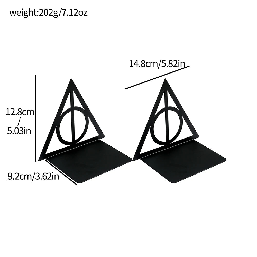 Triangle Metal Bookend – Heavy-Duty Iron Bookend for Desktop Organization, Home & Office Use