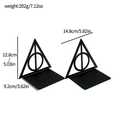 Triangle Metal Bookend – Heavy-Duty Iron Bookend for Desktop Organization, Home & Office Use