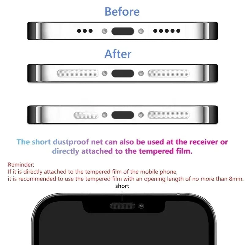 Universal Metal Mesh Anti-Dust Sticker – 1-12PCS Adhesive Net Cover for iPhone 16/15 Pro Max & Plus, Speaker Hole Protection