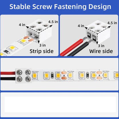 8mm Solderless LED Strip Connectors - Single Color Tape Light Fixed Clamps for Easy LED Installation