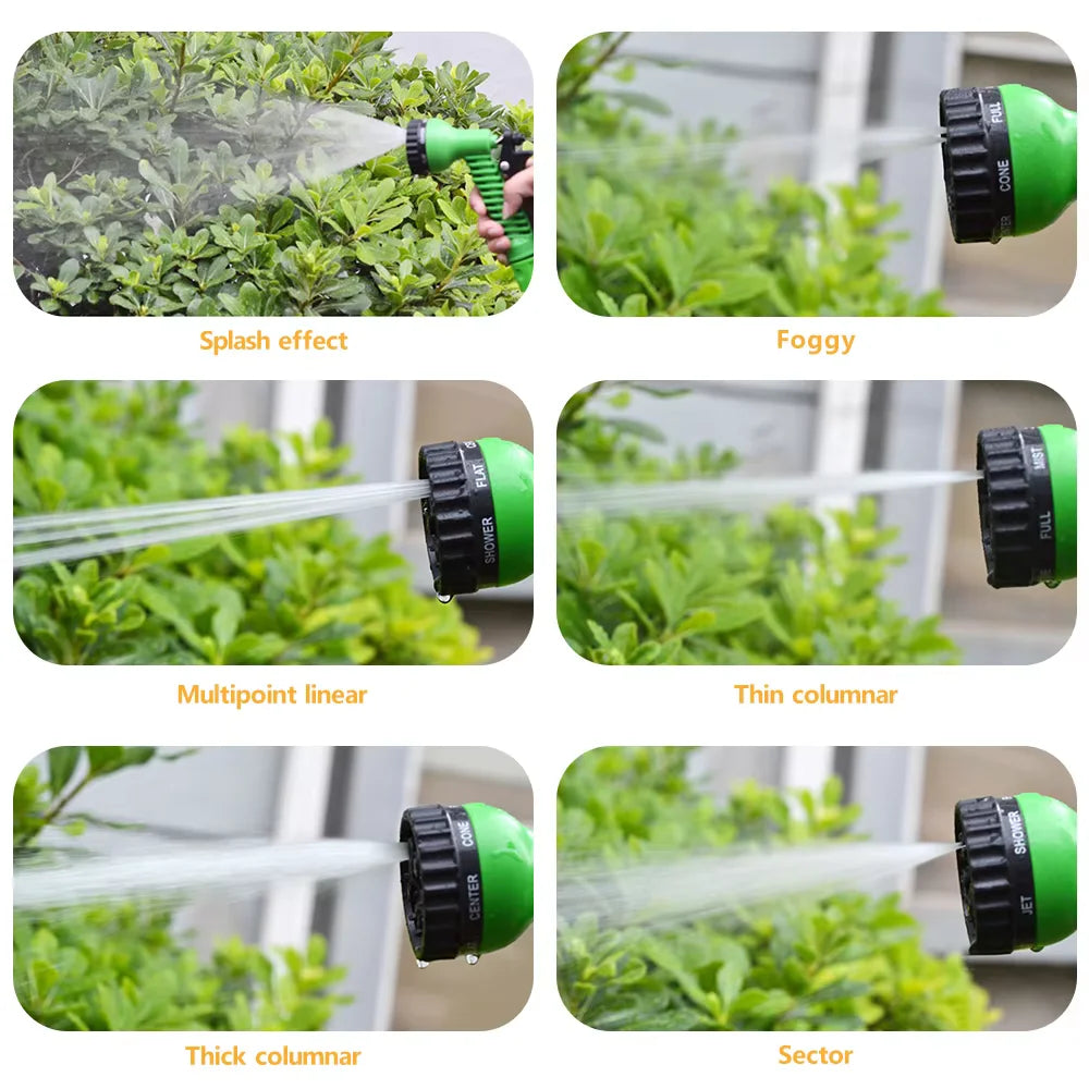 Expandable Magic Garden Hose with 7-Pattern Water Gun – Flexible Car Wash Sprayer & Foam Pot Irrigation Hose Reel Tool
