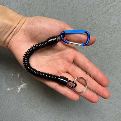 Tactical Retractable Spring Elastic Rope Security Gear Tool - Outdoor Anti-lost Phone Keychain & Fishing Lanyard for Hiking and Camping