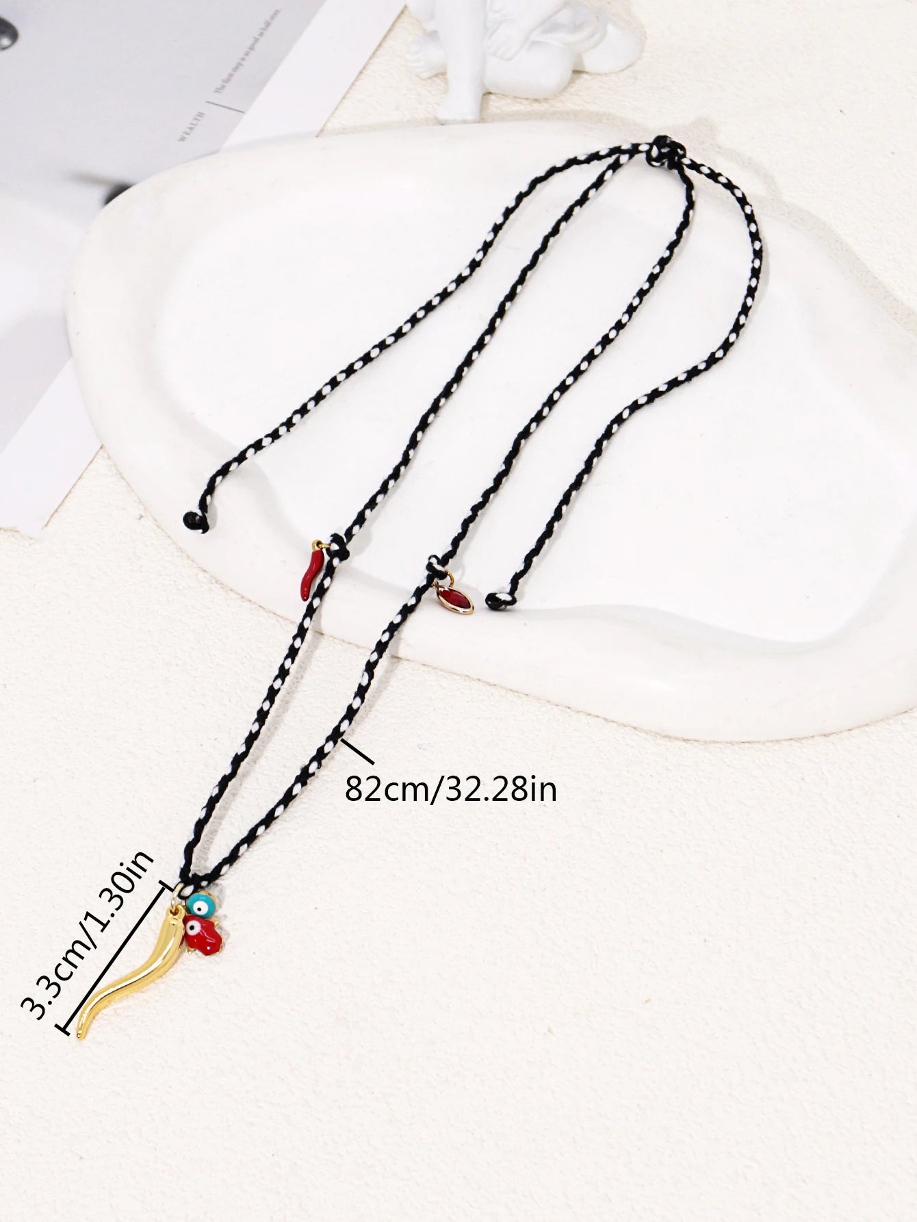 Colorful Cotton Rope Choker Necklace - Evil Eye Charm Pendant Jewelry for Women