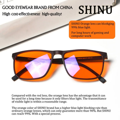 SHINU Blue Light Blocking Glasses – Red Lens Anti-Glare Eyewear for Men to Reduce Eye Strain