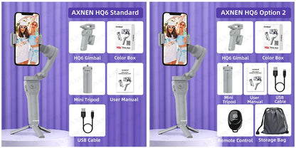 3 Axis Handheld Gimbal Stabilizer with Fill Light – Smartphone Stabilizer for iPhone & Android, Face Tracking, TikTok, Vlog – HQ6