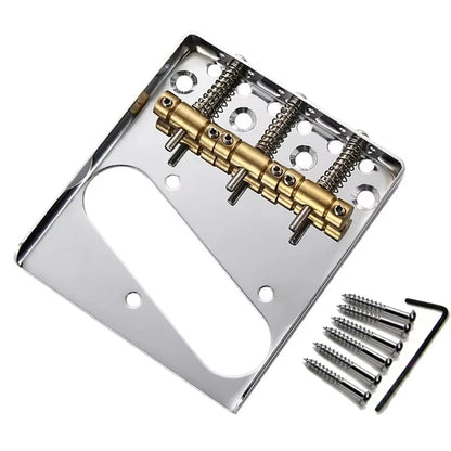 Pro Telecaster TL Bridge Upgrade — 6-Point Brass Saddles with Ashtray Design, CNC Aluminum Base for Vintage Tone Enhancement