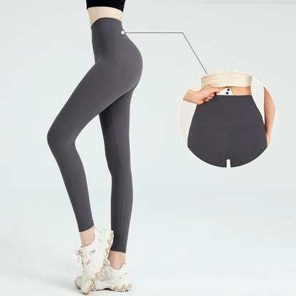Naked Feel Butt-Lifting Yoga Leggings for Women – High Waist Sports Tights with Hidden Waist Pockets, Gym Fitness Wear