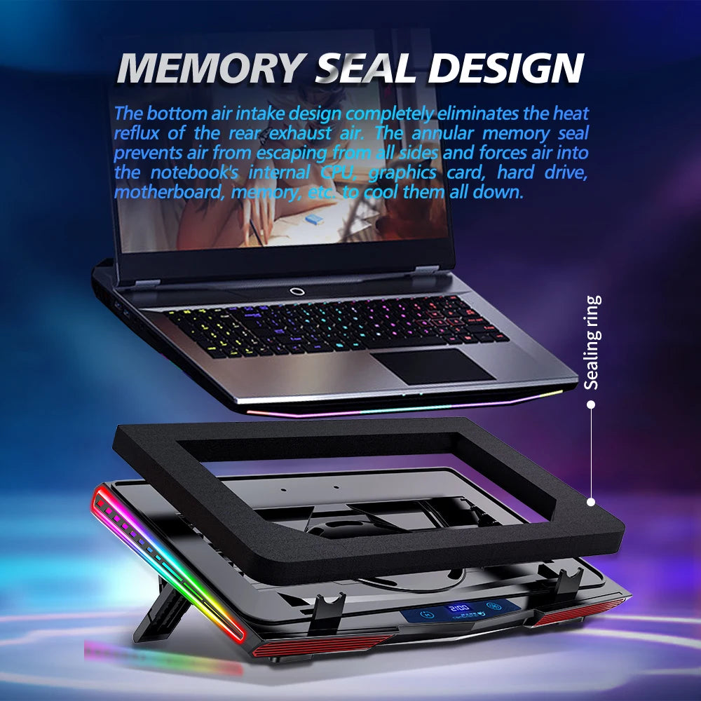 COOLCOLD RGB Air Compression Laptop Cooling Pad – Ultra-Quiet USB Cooler with Fast Heat Dissipation & Adjustable Stand for Gaming & Laptops