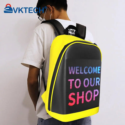 LED Display Advertising Backpack Laptop Bag – Smart Business Travel Billboard Screen Backpack for Promotion & Outdoor Use