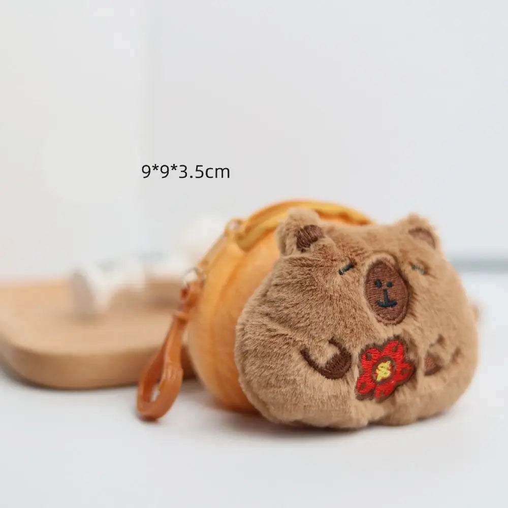 Creative Capybara Anime Plush Coin Purse – Kawaii Mini Round Cartoon Bag Pendant