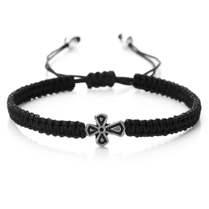 Prayer Cross Rope Bracelet - Handmade Adjustable Nylon Lucky Bangle Jewelry Gift for Women & Men