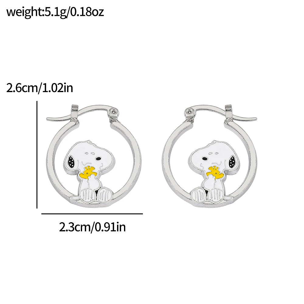 Snoopy Dog Earrings - Cute Puppy Cartoon Jewelry for Women, Anime Lover Holiday Gift