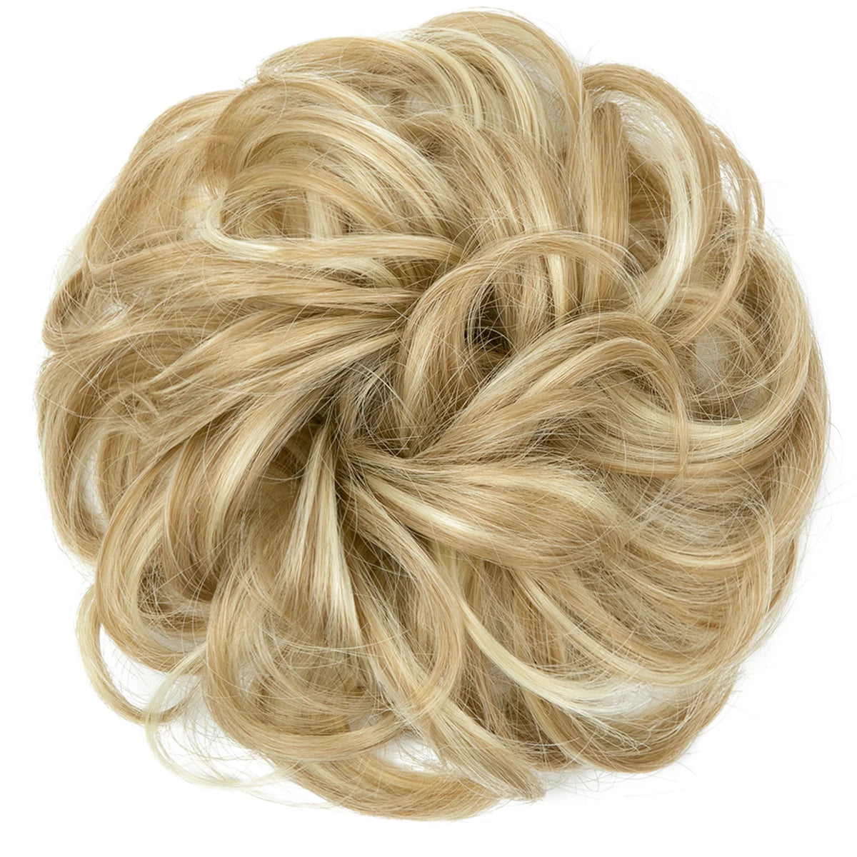 Synthetic Messy Hairpiece Chignon Scrunchie – Blonde & Brown Donut Bun for Women, Elastic Daily Use Hair Extension H9