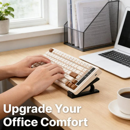 Portable Ergonomic Keyboard Riser Stand – Adjustable Tilted Design Plastic Computer Keyboard & Monitor Holder for Improved Typing Posture