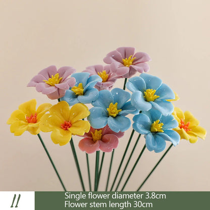 5PCS Handmade Ceramic Flowers – High-Temperature Simulation Eternal Life Flower Decorations, Creative Home & Gift Decor