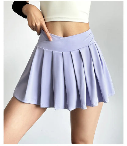 Women’s Sports Short Skirt — Summer High Waist Pleated Skirt with Anti-Walk Yoga Pants, Quick-Dry Breathable Running & Fitness Wear