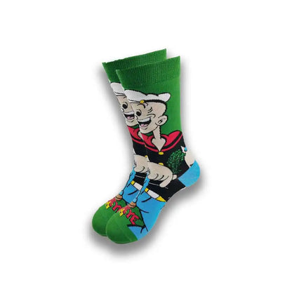 Men's Cartoon Character Crew Socks - Fun Novelty Cotton Casual Socks