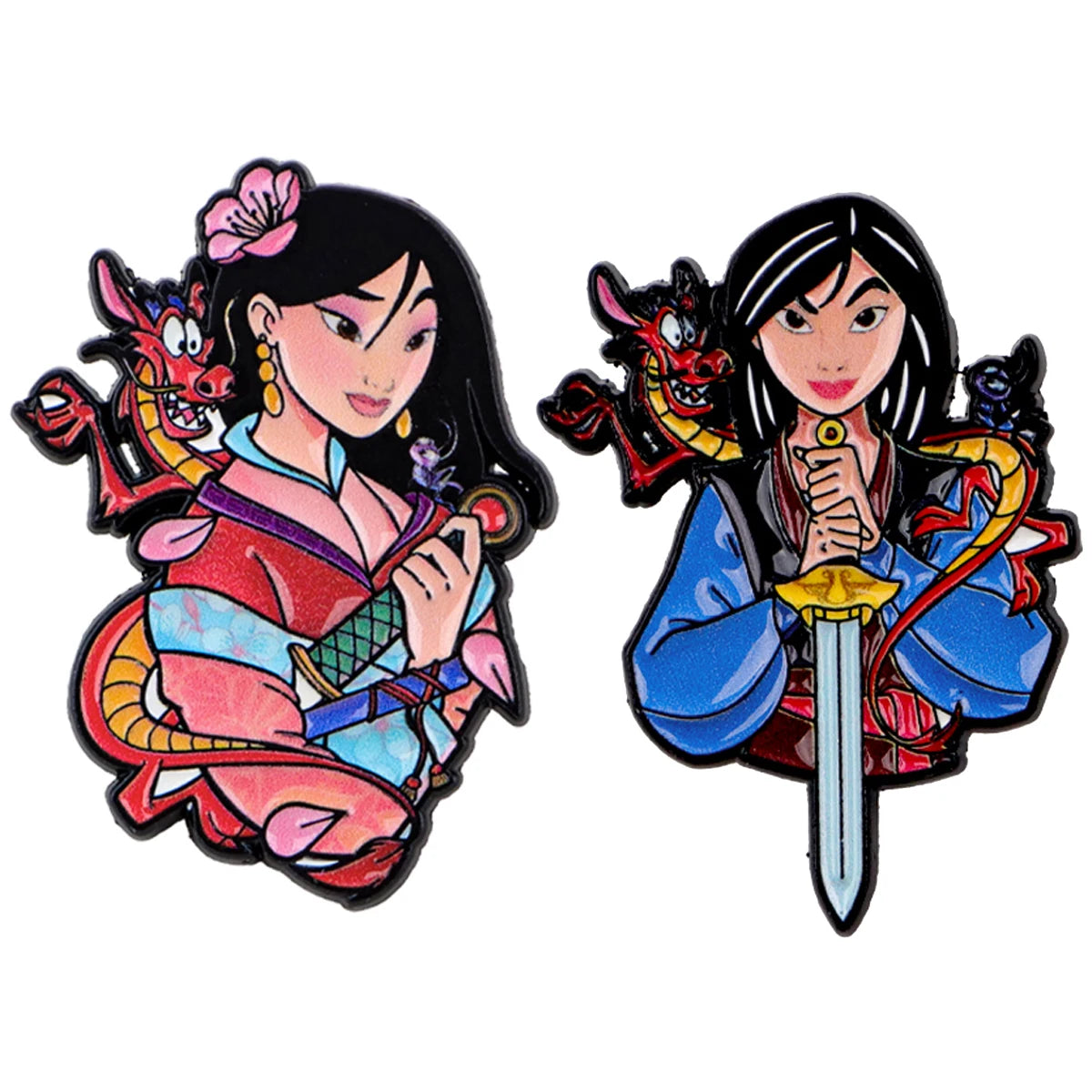 Red Dragon Enamel Brooch Set - 2-Piece Cute Fashion Lapel Pins for Coats & Gifts