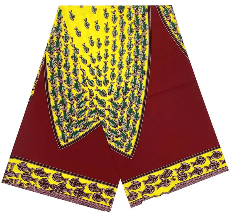 Cotton Batik Ankara Fabric - 100% African Wax Print Bronzing Golden Fabric 6 Yards for Dresses & Crafts
