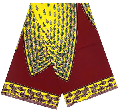 Cotton Batik Ankara Fabric - 100% African Wax Print Bronzing Golden Fabric 6 Yards for Dresses & Crafts