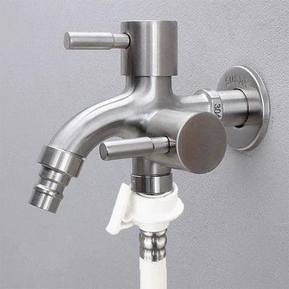 1/2" Dual Outlet Faucet Adapter – Double Control Water Tap, One-In-Two-Out Washing Machine & Bidet Bathroom Sink Connector Valve