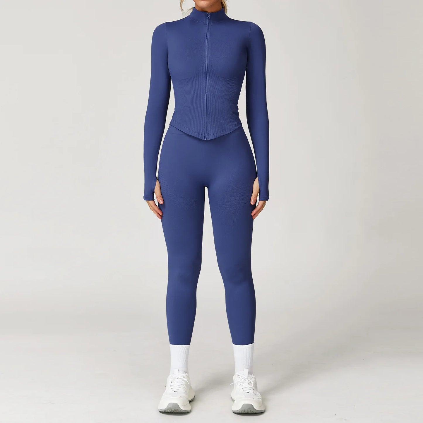 Women’s Seamless 2/3 Piece Yoga Set – Fitness Workout Sportswear with Leggings, Sports Bra & Long Sleeve Gym Outfit
