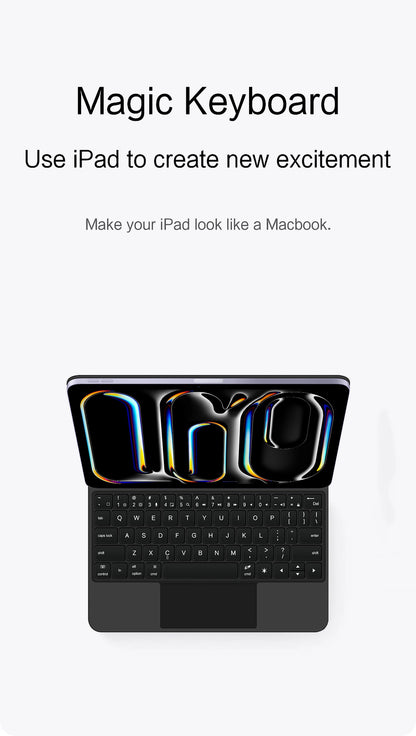 Backlit Magic Keyboard Case for iPad Pro 11/13" (2024 M4) & iPad Air M2 – Smart Folio Cover