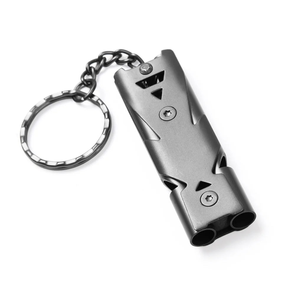 Double Pipe Survival Whistle Keychain – High Decibel Emergency Outdoor Camping Tool 1PC