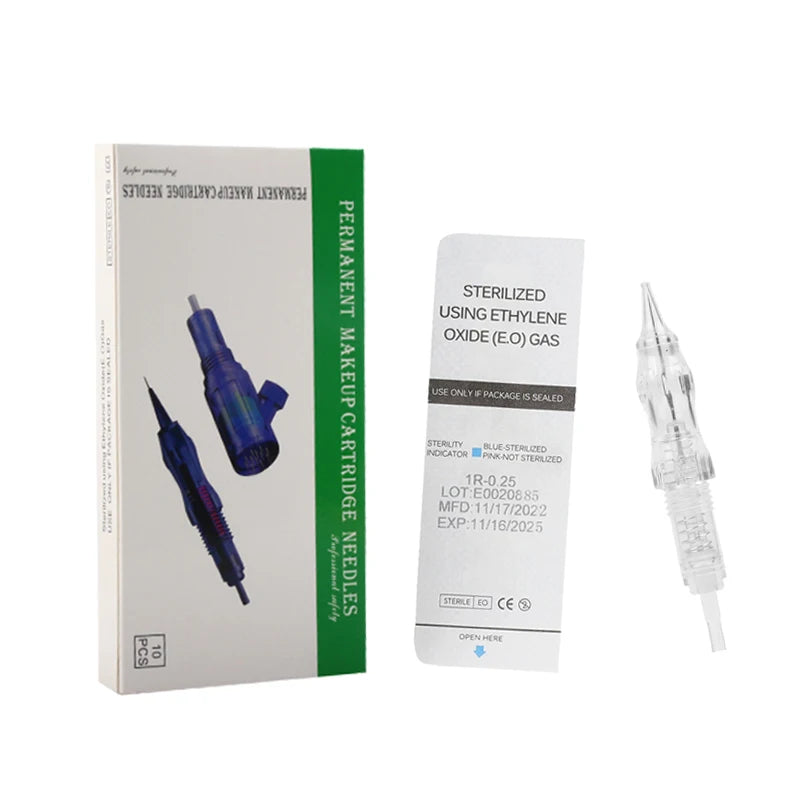 10/50PCS Disposable Tattoo Cartridges – Revolution Needles for Eyebrow & Lip PMU, Fits P300 Machine