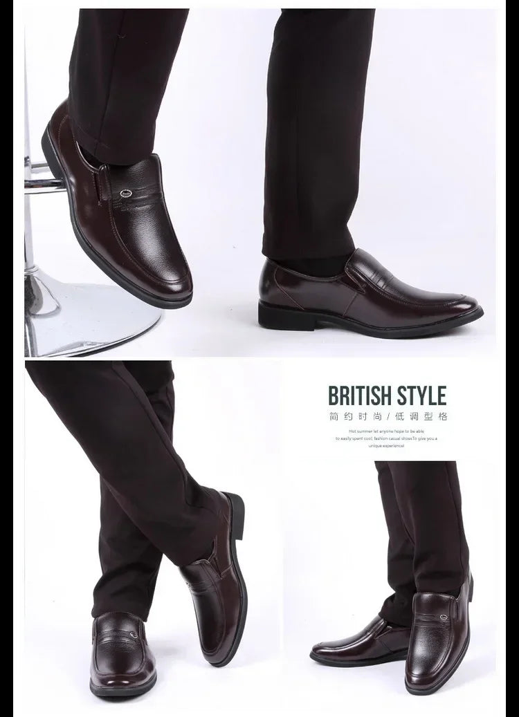 Leather Men's Formal Shoes – Luxury Dress Loafers, Breathable Slip-On Moccasins & Black Driving Shoes (Plus Size 38-44)