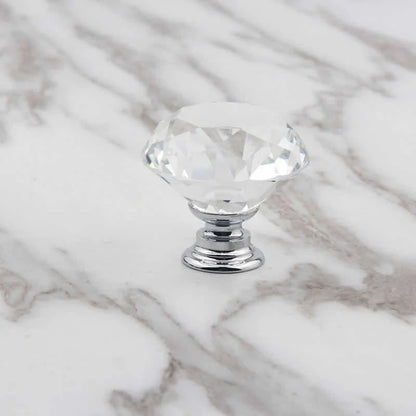 10Pcs/set 30mm Diamond Shape Crystal Glass Knobs - Cupboard Drawer Pull Kitchen Cabinet Door Wardrobe Handles Hardware