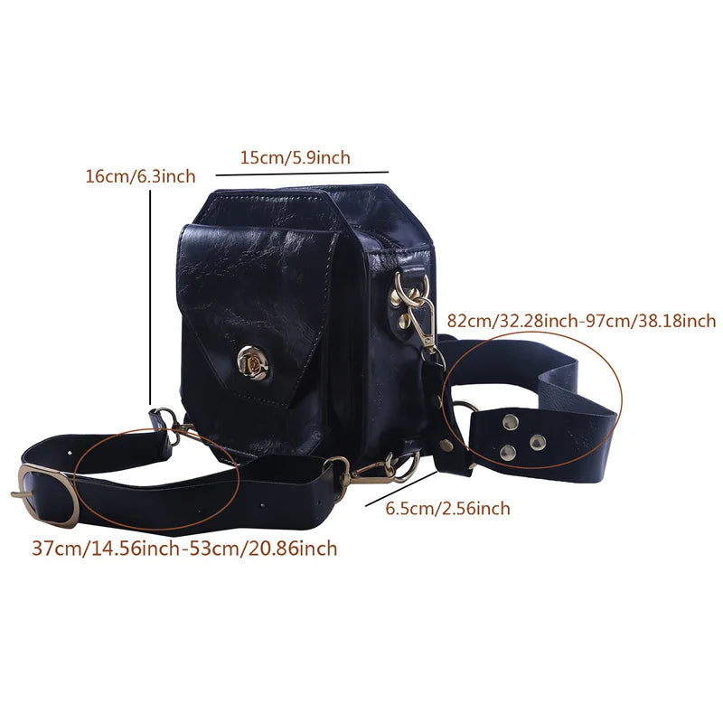Punk Retro PU Waist Bag – Small Square Casual Crossbody Hip Pack for Women, Multi-Function Outdoor Leg Phone Pouch