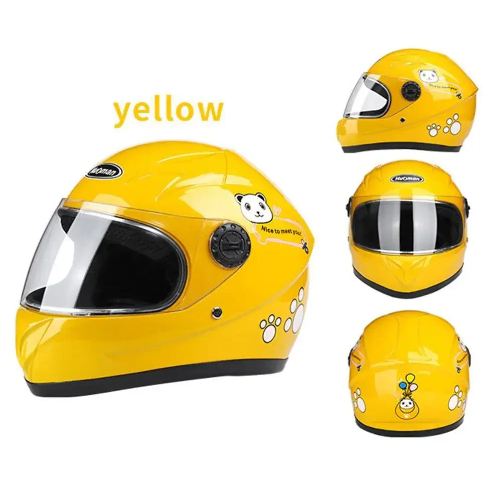 New Cute Children’s Full Face Helmet – Safety Bike & Motorcycle Helmet for Kids, Adjustable for Outdoor Sports, Four Seasons Protection