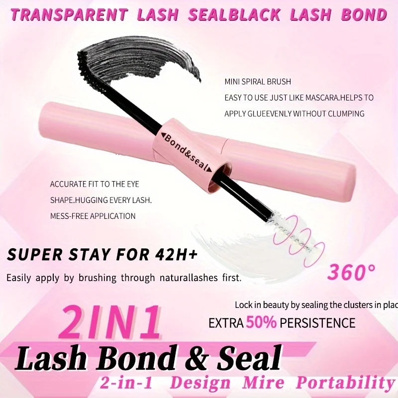 640Pcs Eyelash Extension Kit – D Curl 9-16mm Lash Clusters with Bond & Seal, Tweezers, and Brush