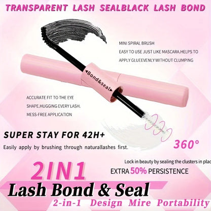 640Pcs Eyelash Extension Kit – D Curl 9-16mm Lash Clusters with Bond & Seal, Tweezers, and Brush
