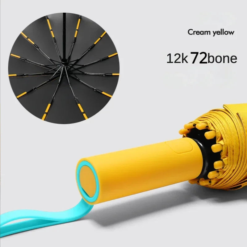 Super Strong Windproof Automatic Umbrella – 72-Rib Large Folding Rain Umbrella with UV Sun Protection for Men & Women