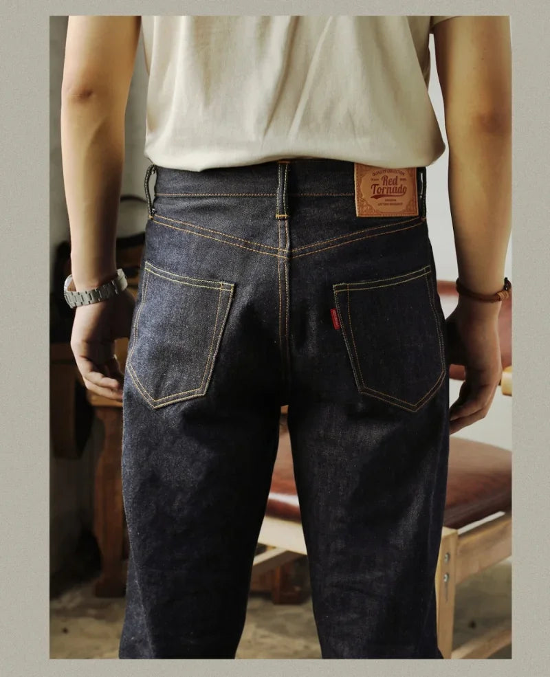 Red Tornado 55501 Men’s Jeans – Relaxed Straight Fit Raw Selvedge Denim Amekaji Style Pants