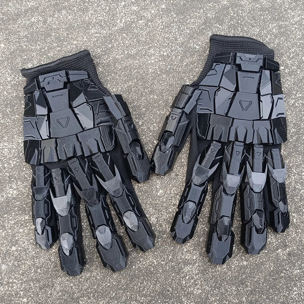 3D Printed Gothic Mechanical Gloves - Handmade Punk Techwear Cosplay Hand Armor