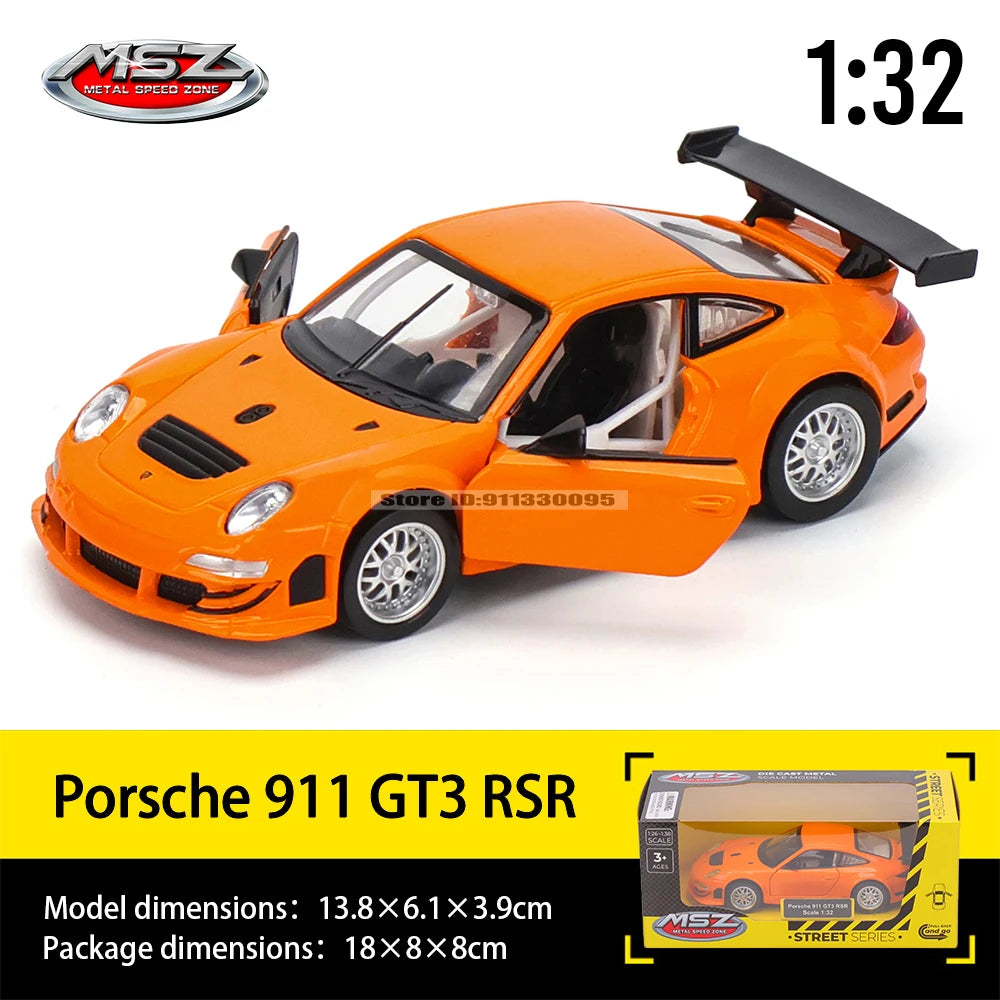 MSZ 1:32 Die-Cast Car Model — Porsche 911 GT3 RS, Audi, BMW & Nissan Alloy Toy Collectible, Decorative Gift for Kids & Adults