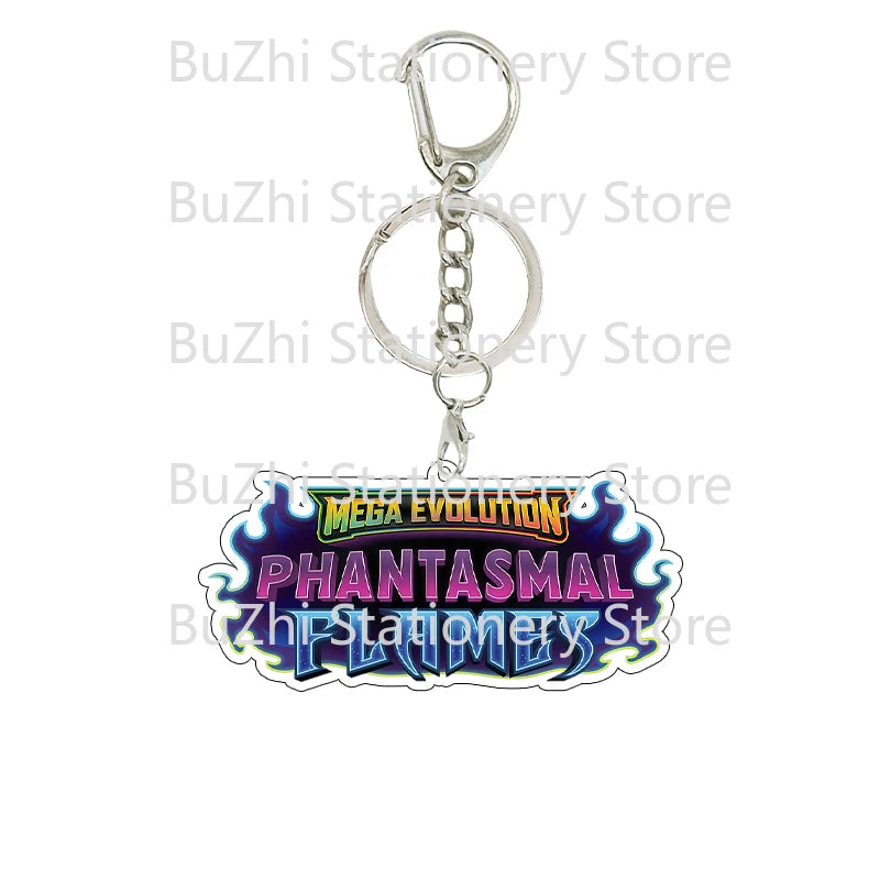 Anime Mega Evolution Acrylic Keychain 5cm – PTCG PKM Cartoon Game Logo Bag Charm Pendant Gift Toy for Boys & Girls Collection