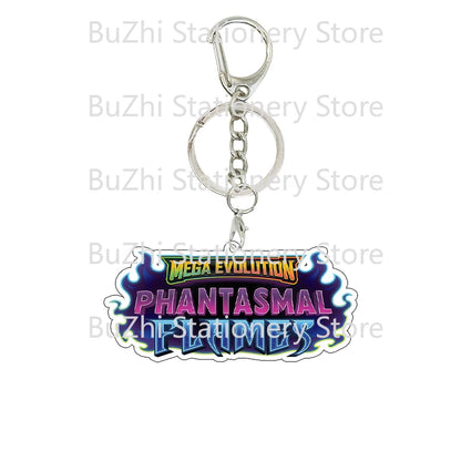 Anime Mega Evolution Acrylic Keychain 5cm – PTCG PKM Cartoon Game Logo Bag Charm Pendant Gift Toy for Boys & Girls Collection